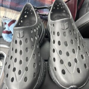 Men's Black Perforated Slip-On Sandals